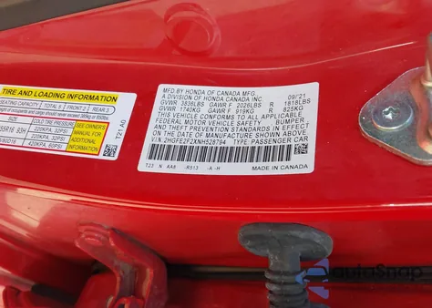 2022 Honda Civic Lx из США, поврежденный, VIN 2HGFE2F2XNH528794